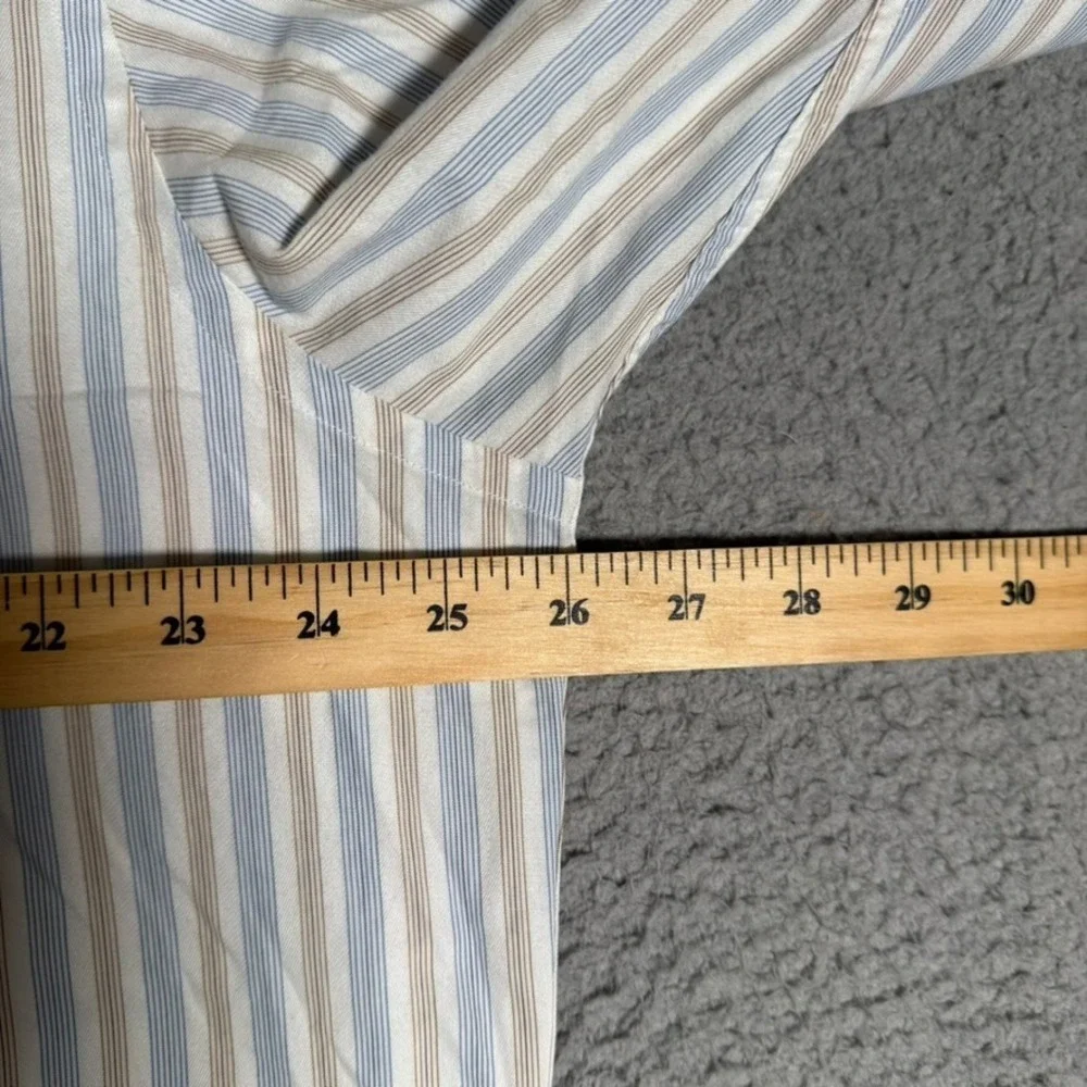 David Donahue Shirt Mens 17.5 34/35 Striped Casual Preppy Button Up Dress Cotton